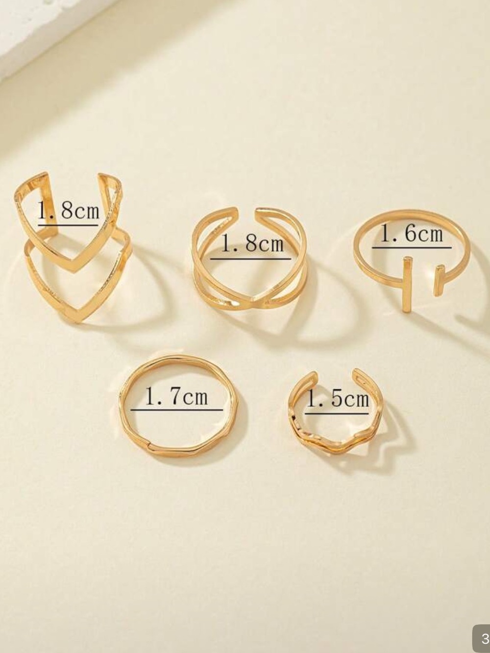Gold-Tone Minimalist Stackable Ring Set 5 Pieces layer gold tone lot bundle - Picture 4 of 4